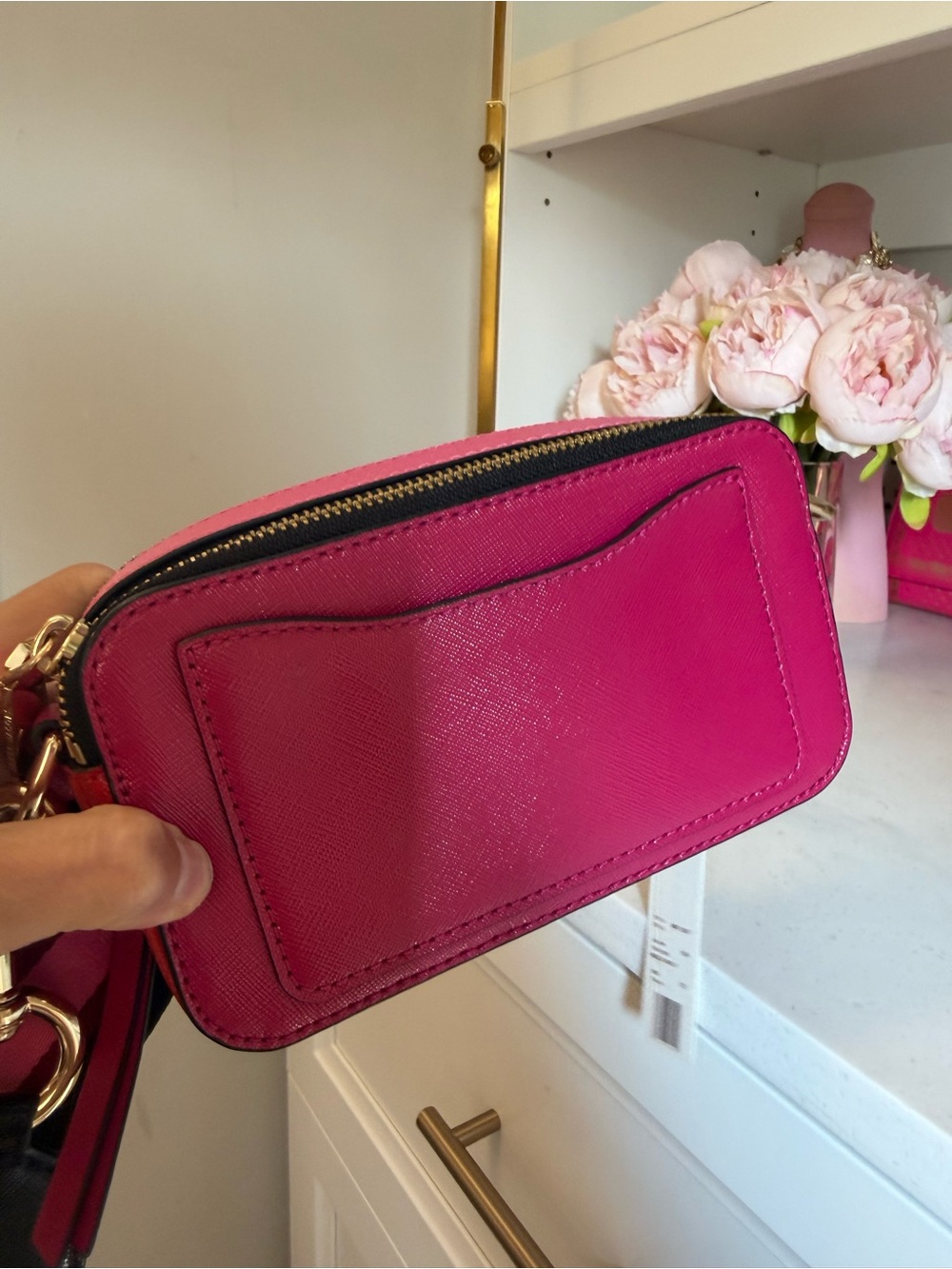Marc Jacobs Hot Pink & Red Double-Zip Crossbody Camera Bag with Gold Hardware - Picture 13 of 15